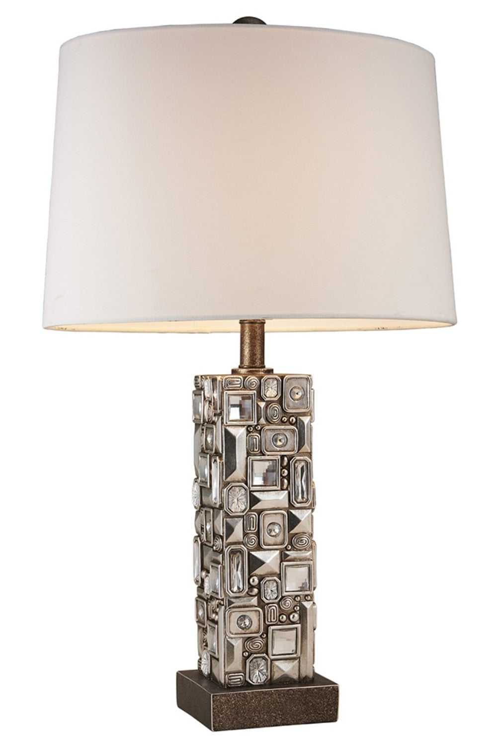 HomeRoots Table Lamp With Abstract Mirror Design in Silver Finish