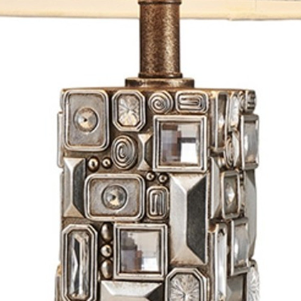 HomeRoots Table Lamp With Abstract Mirror Design in Silver Finish