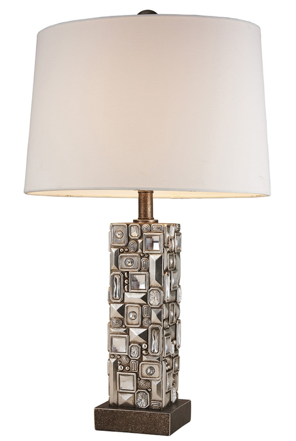 HomeRoots Table Lamp With Abstract Mirror Design in Silver Finish