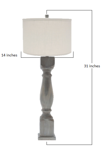 HomeRoots Table Lamp With Ivory Linen Shade in Brown Washed Wood Finish