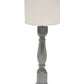 HomeRoots Table Lamp With Ivory Linen Shade in Brown Washed Wood Finish