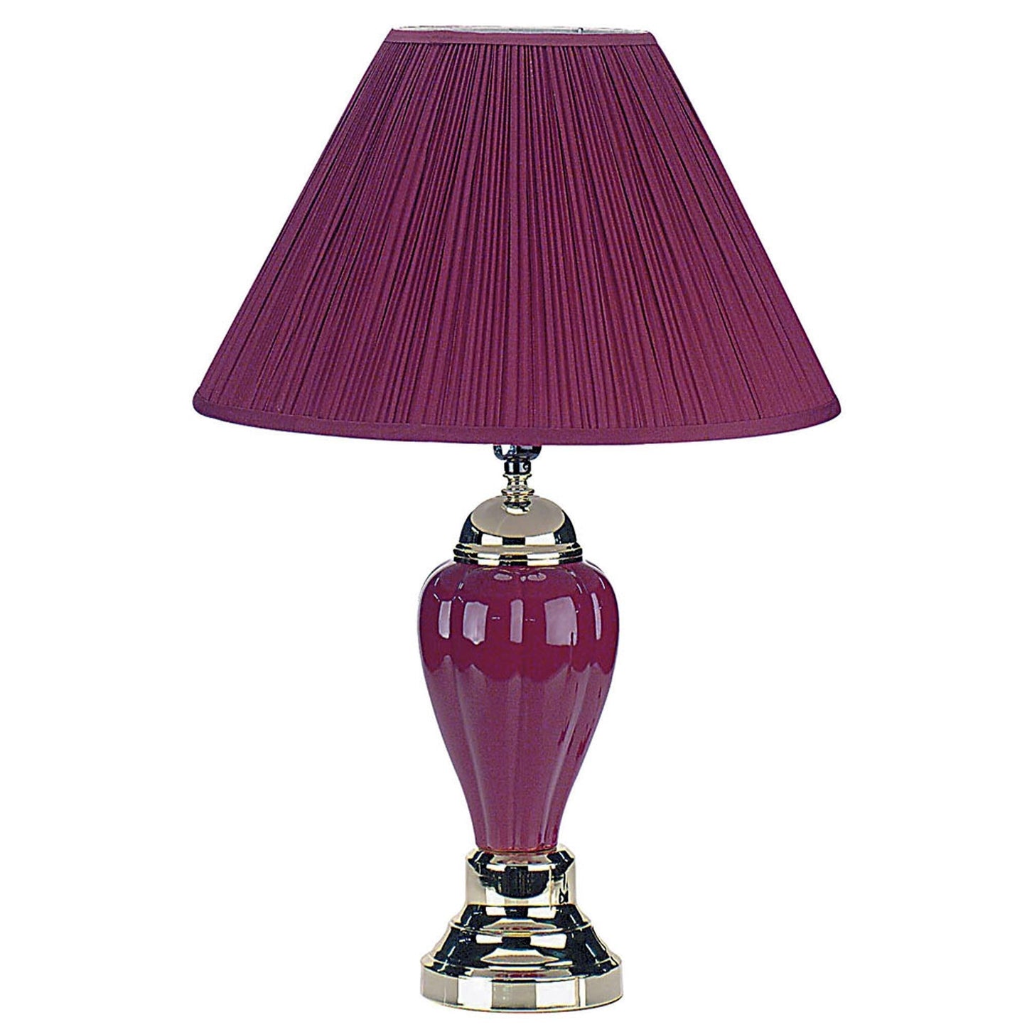 HomeRoots Table Lamp With Magenta Shade in Silver and Magenta Finish