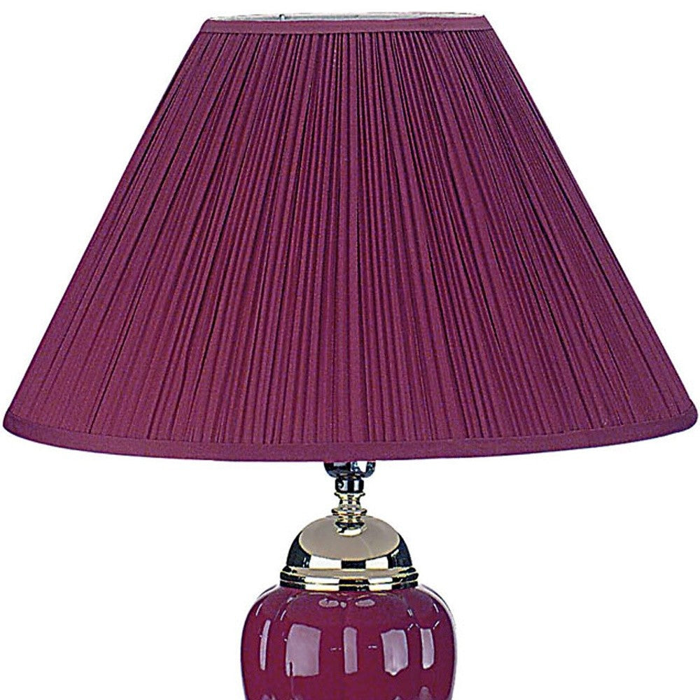HomeRoots Table Lamp With Magenta Shade in Silver and Magenta Finish