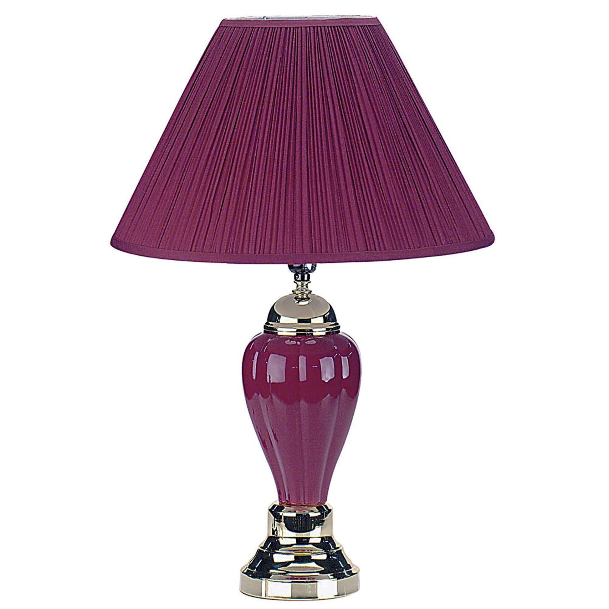 HomeRoots Table Lamp With Magenta Shade in Silver and Magenta Finish