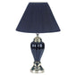 HomeRoots Table Lamp With Navy Blue Shade in Gold and Black Finish