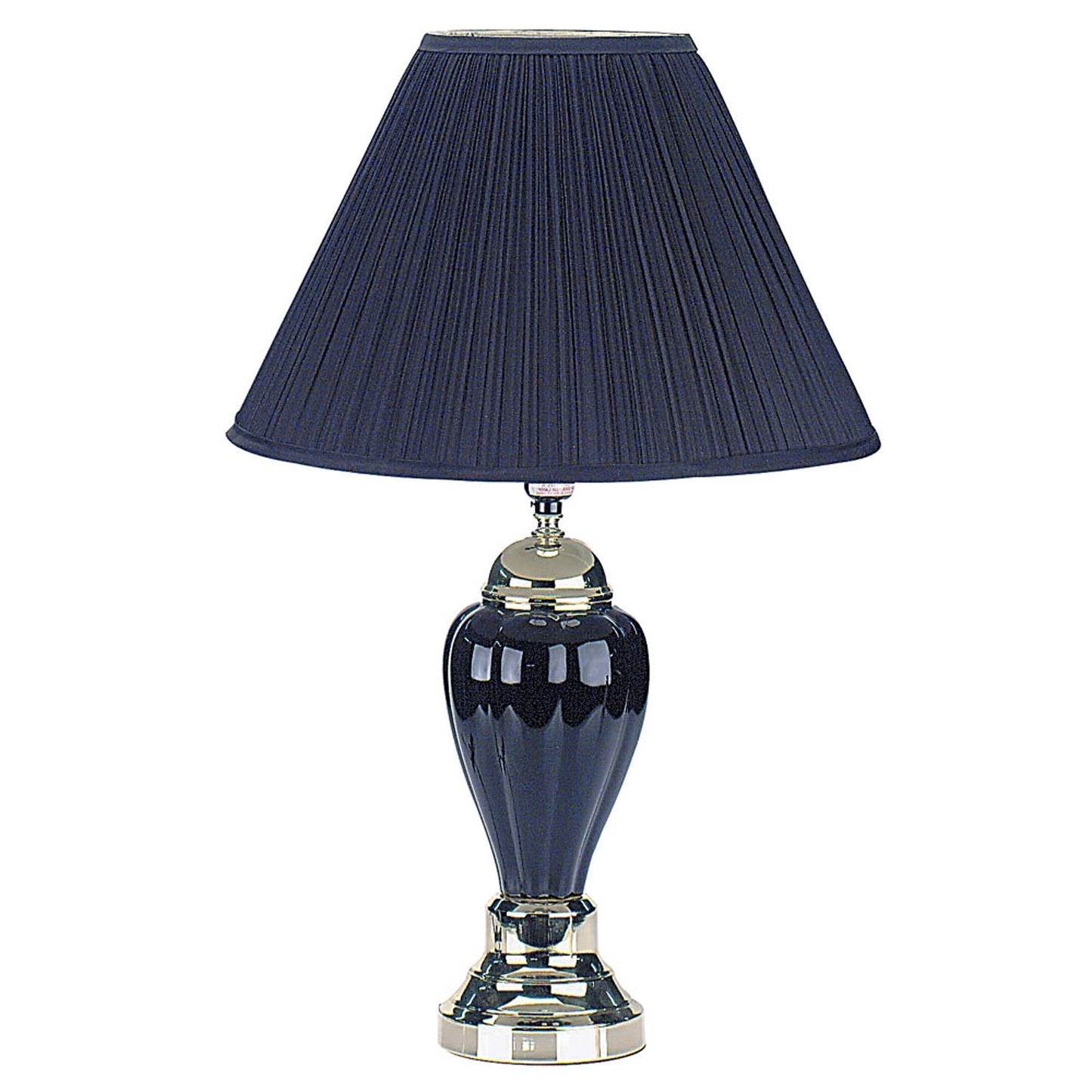 HomeRoots Table Lamp With Navy Blue Shade in Gold and Black Finish