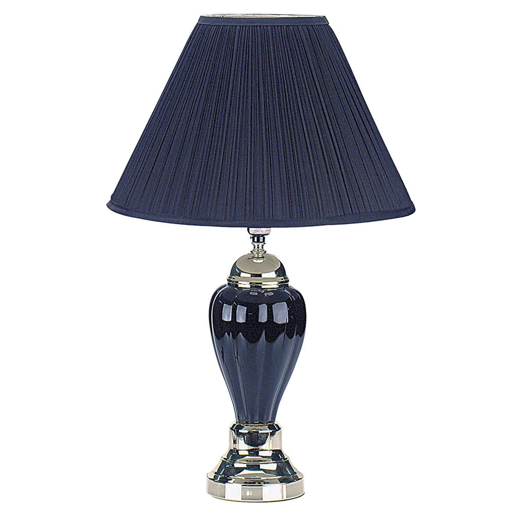 HomeRoots Table Lamp With Navy Blue Shade in Gold and Black Finish