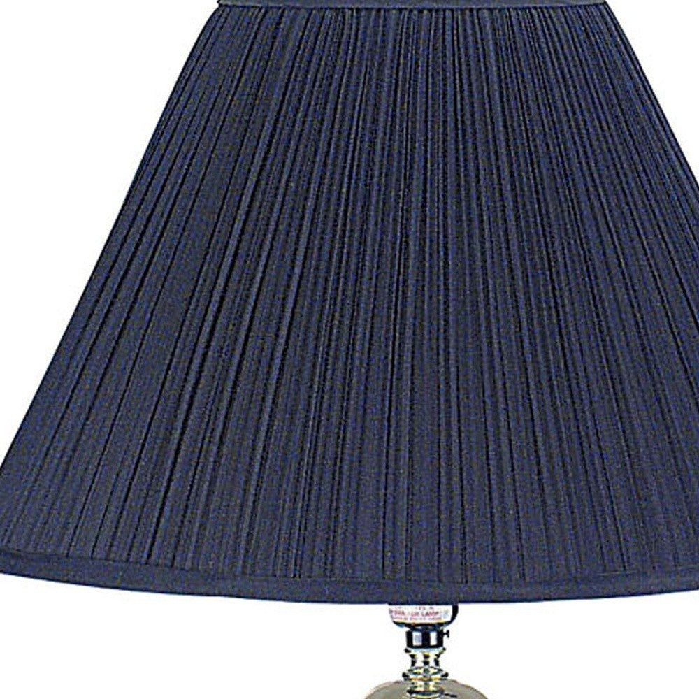 HomeRoots Table Lamp With Navy Blue Shade in Gold and Black Finish