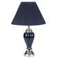 HomeRoots Table Lamp With Navy Blue Shade in Gold and Black Finish