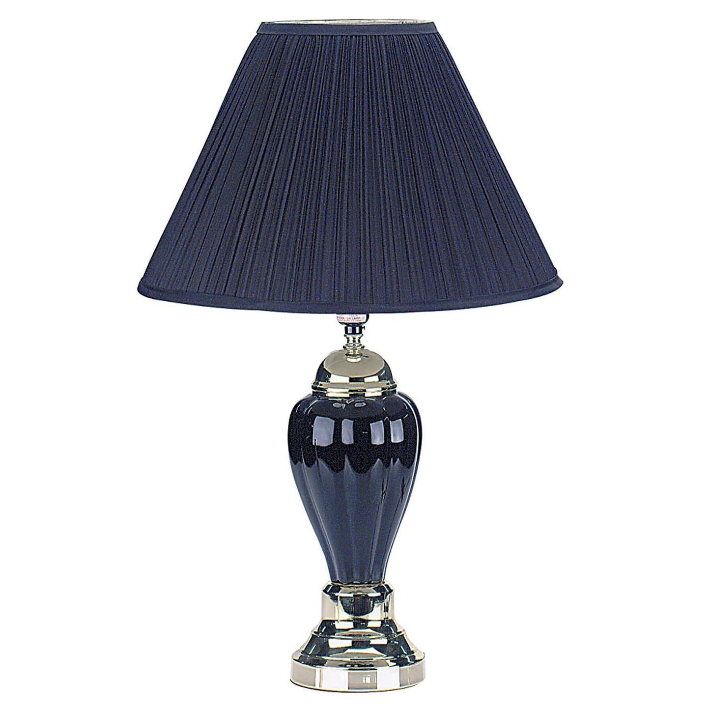 HomeRoots Table Lamp With Navy Blue Shade in Gold and Black Finish