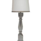 HomeRoots Table Lamp With White Linen Shade and Brown Washed Wood Finish