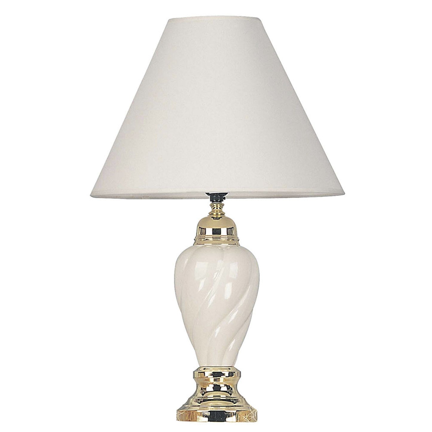 HomeRoots Table Lamp With White Shade in Gold and Ivory Finish