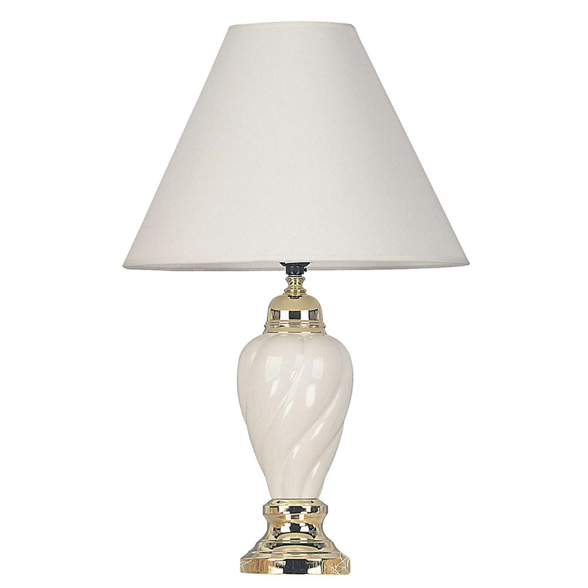 HomeRoots Table Lamp With White Shade in Gold and Ivory Finish