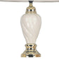 HomeRoots Table Lamp With White Shade in Gold and Ivory Finish