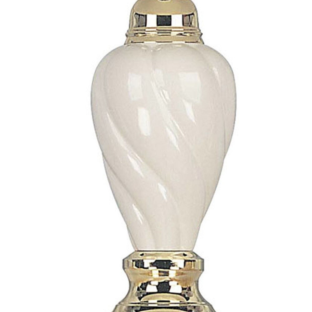 HomeRoots Table Lamp With White Shade in Gold and Ivory Finish