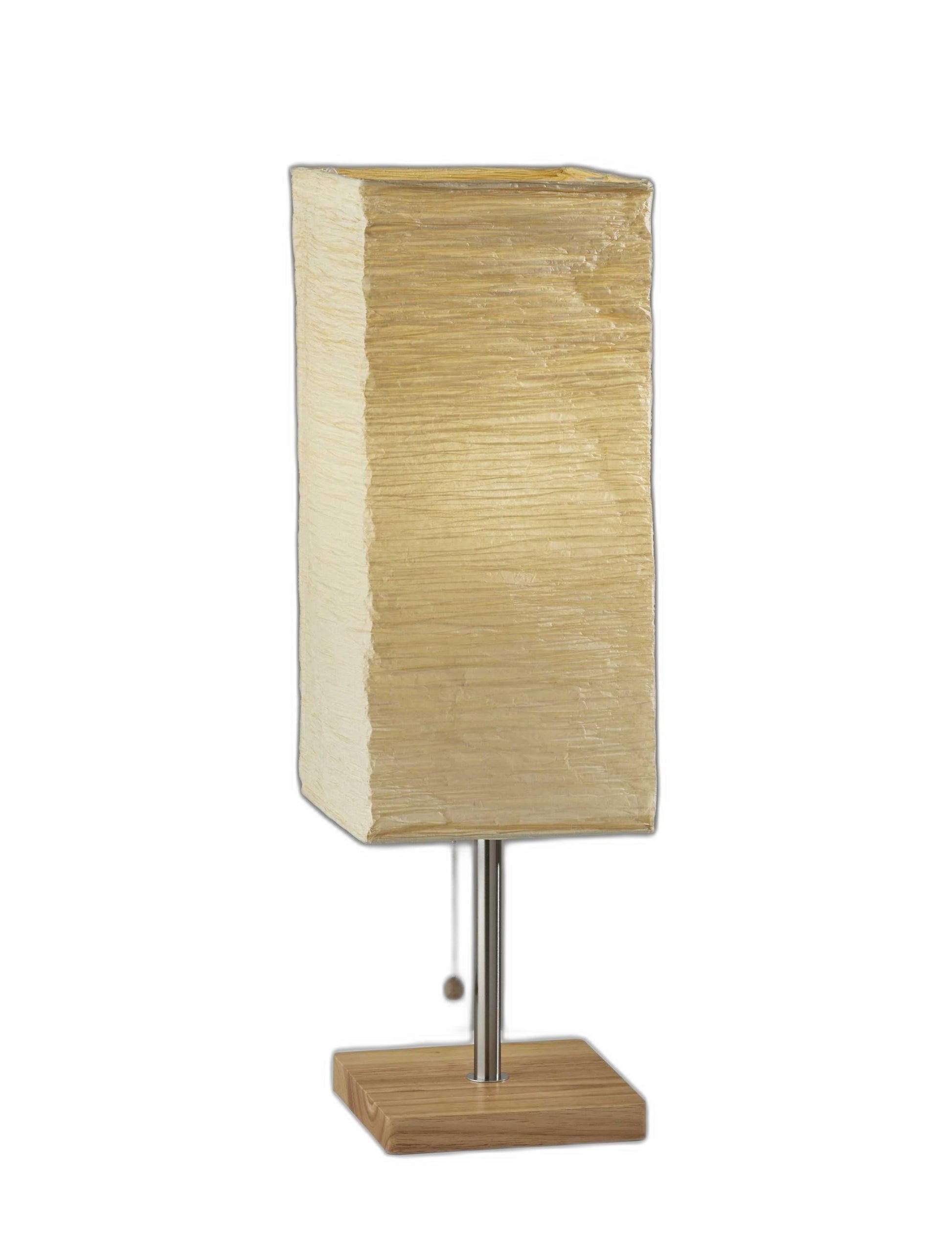 HomeRoots Table Lamp With Wildside Paper Shade in Natural Rubber Wood Finish