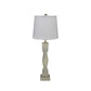 HomeRoots Table Lamp in Distressed Washed Wood Finish With Crisp White Shade