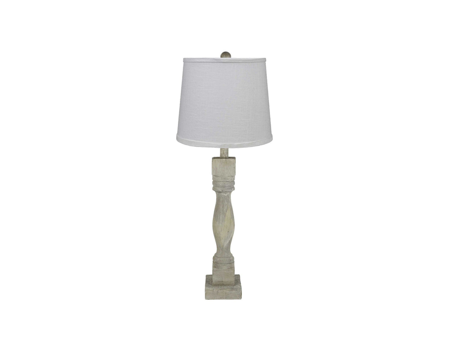 HomeRoots Table Lamp in Distressed Washed Wood Finish With Crisp White Shade