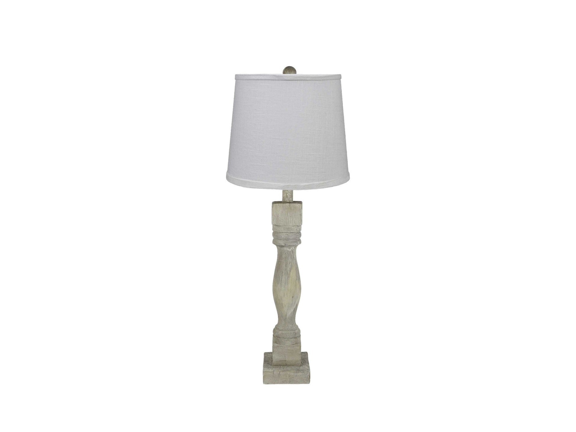 HomeRoots Table Lamp in Distressed Washed Wood Finish With Crisp White Shade