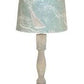 HomeRoots Table Lamp in Distressed Washed Wood Finish With Sail Away Printed Shade