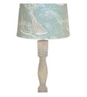 HomeRoots Table Lamp in Distressed Washed Wood Finish With Sail Away Printed Shade
