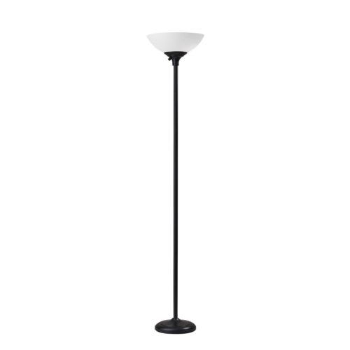 HomeRoots Tailored Torchiere With Bright Illumination and Black Metal Finish