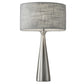 HomeRoots Tapered Basectable Lamp With Brushed Steel Metal Finish