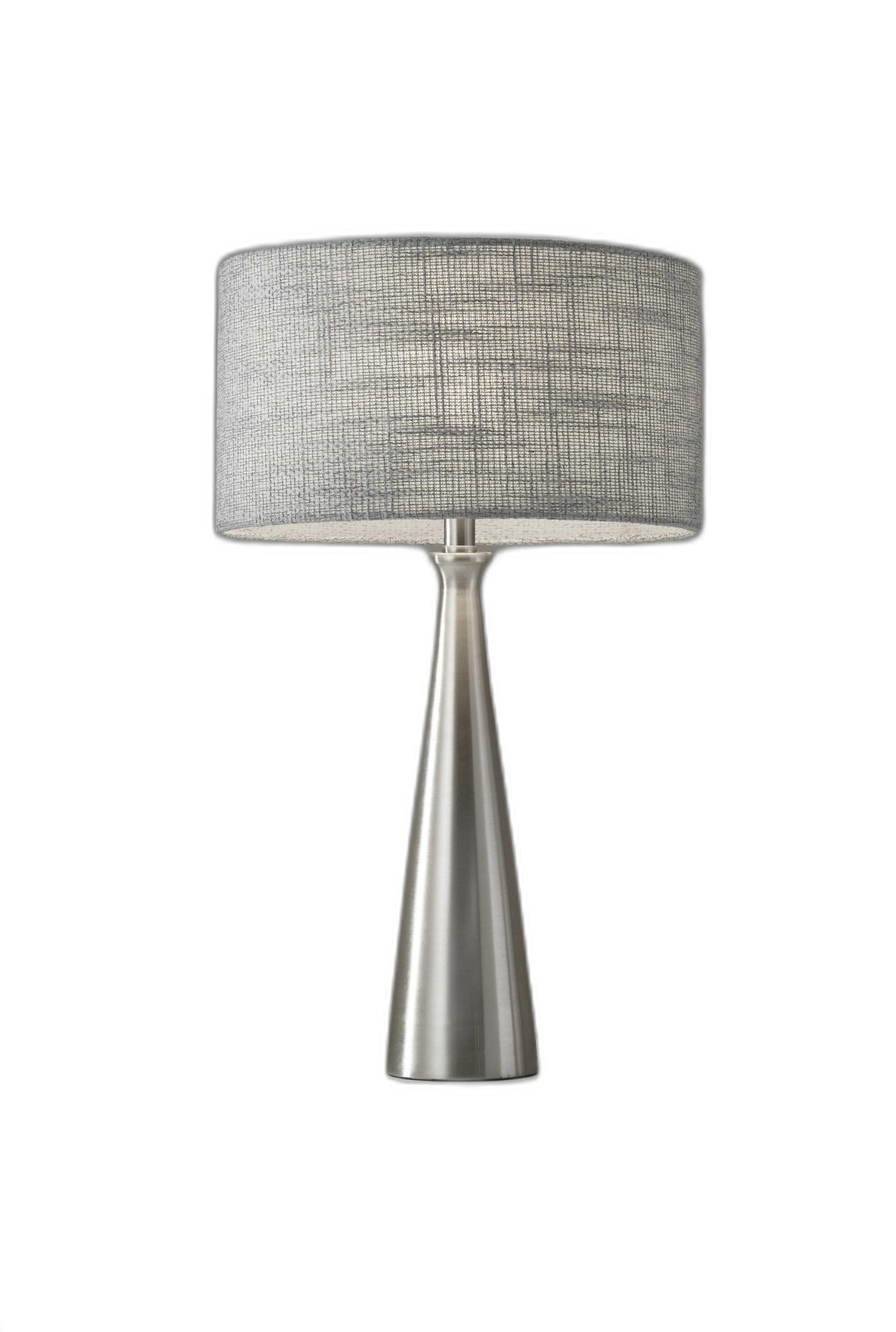 HomeRoots Tapered Basectable Lamp With Brushed Steel Metal Finish