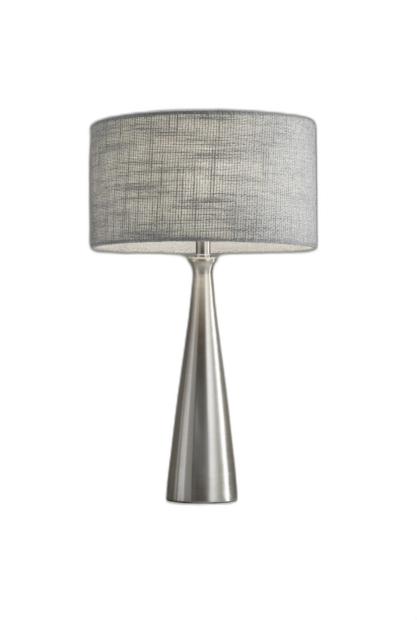 HomeRoots Tapered Basectable Lamp With Brushed Steel Metal Finish