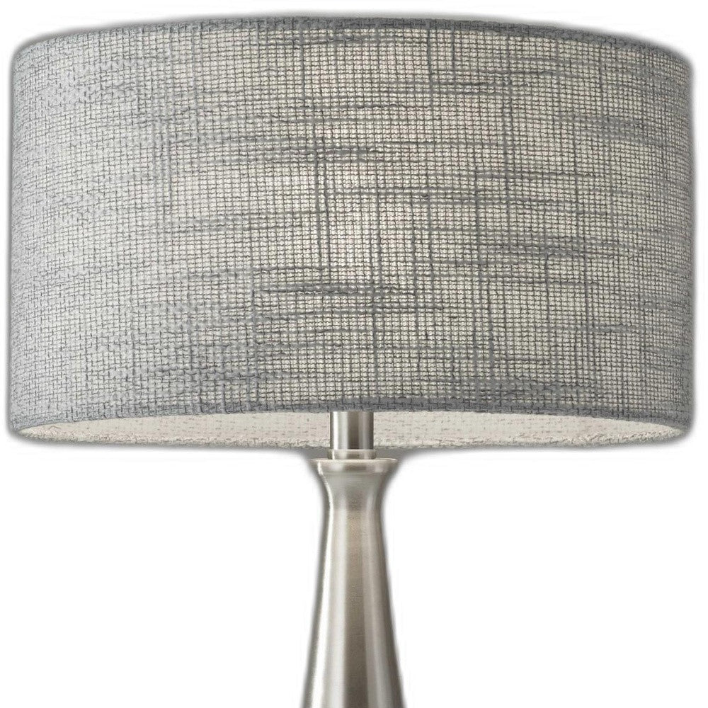 HomeRoots Tapered Basectable Lamp With Brushed Steel Metal Finish