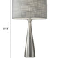 HomeRoots Tapered Basectable Lamp With Brushed Steel Metal Finish