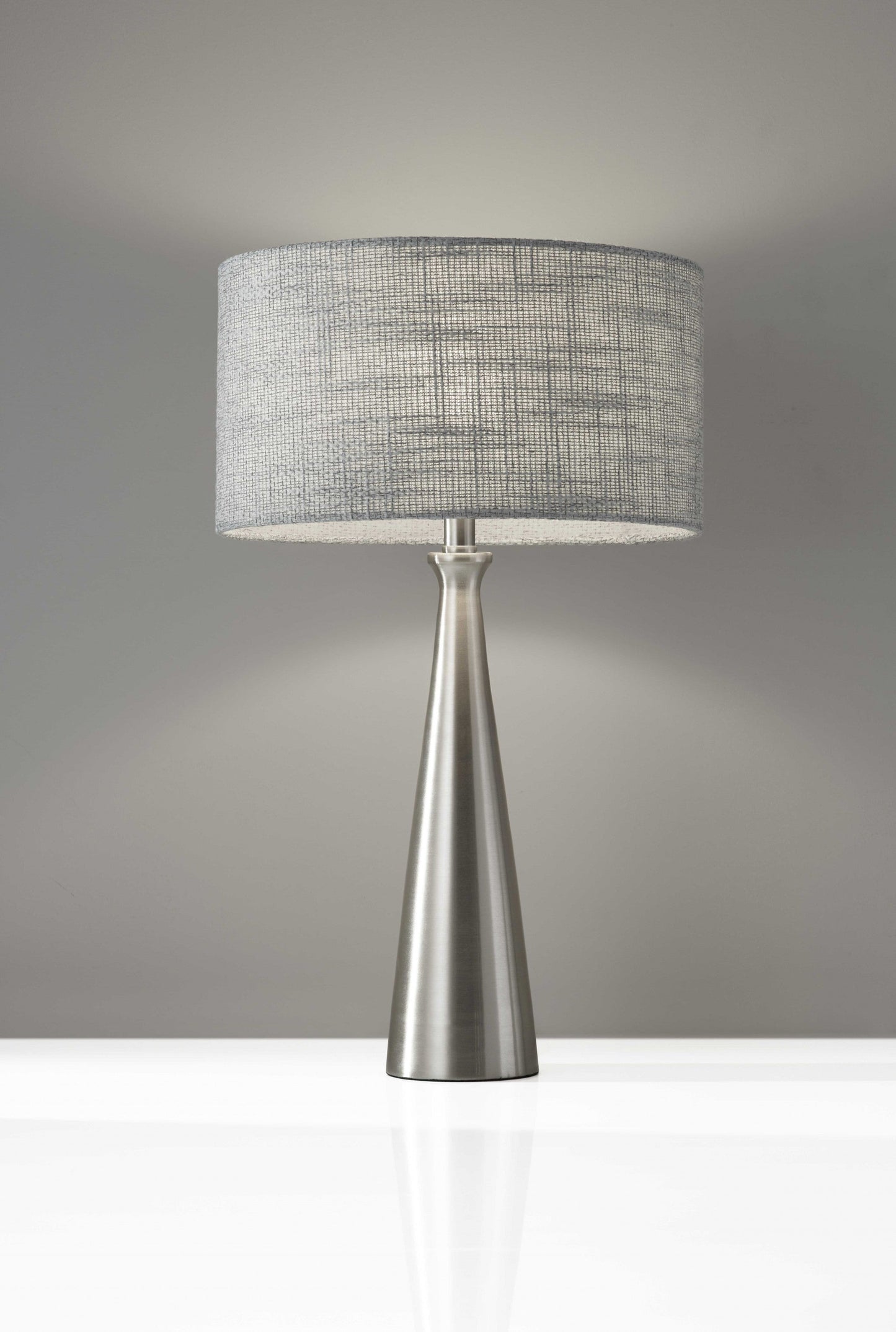 HomeRoots Tapered Basectable Lamp With Brushed Steel Metal Finish