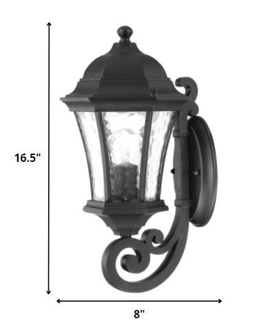 HomeRoots Tapered Lantern Wall Light in Matte Black Finish
