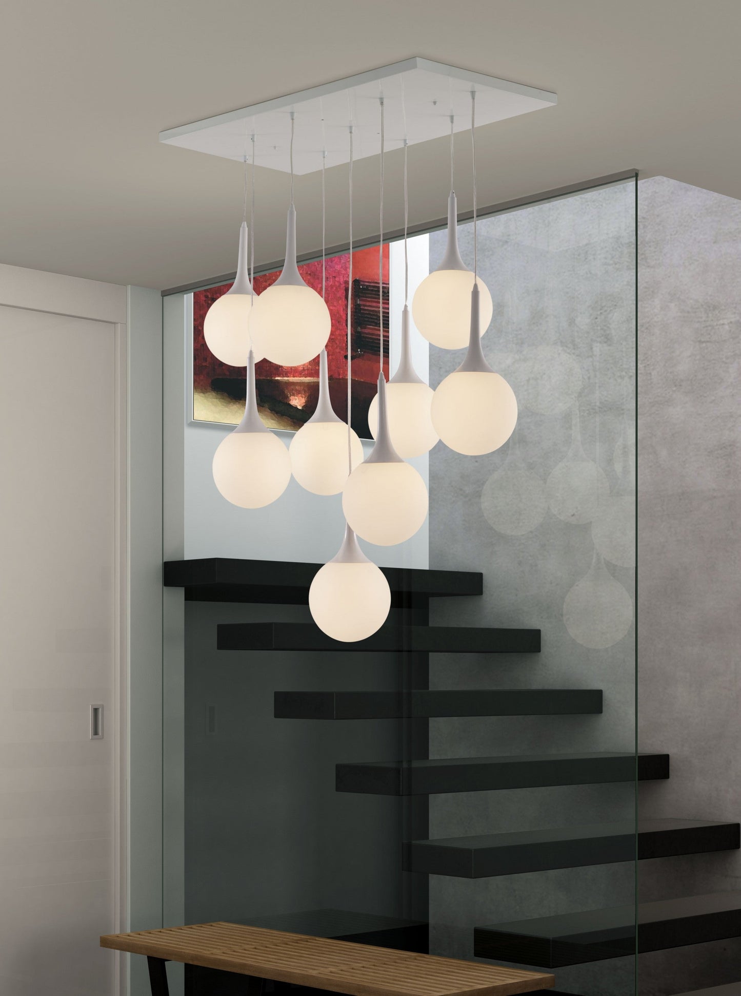 HomeRoots Tear Drop Ceiling Lamp in White Finish