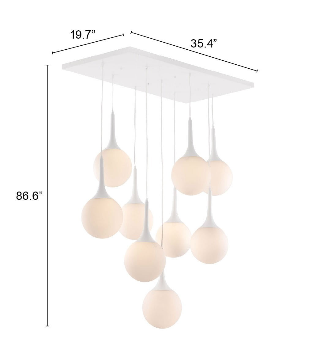 HomeRoots Tear Drop Ceiling Lamp in White Finish