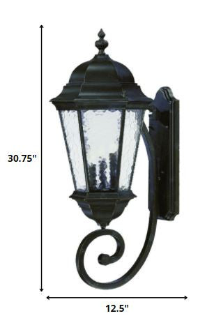 HomeRoots Telfair 3-Light Wall Light With Marbleized Mahogany Finish