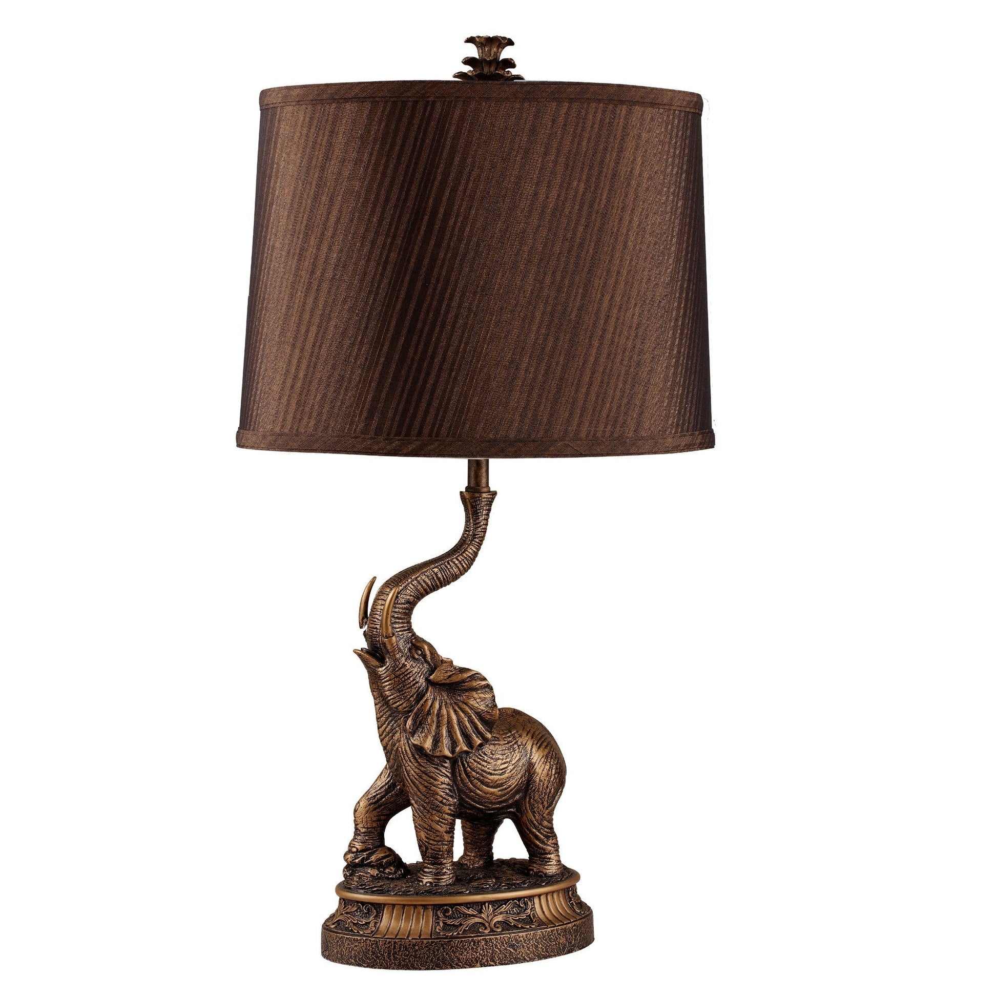 HomeRoots Textured Elephant Table Lamp With Antiqued Bronze Finish