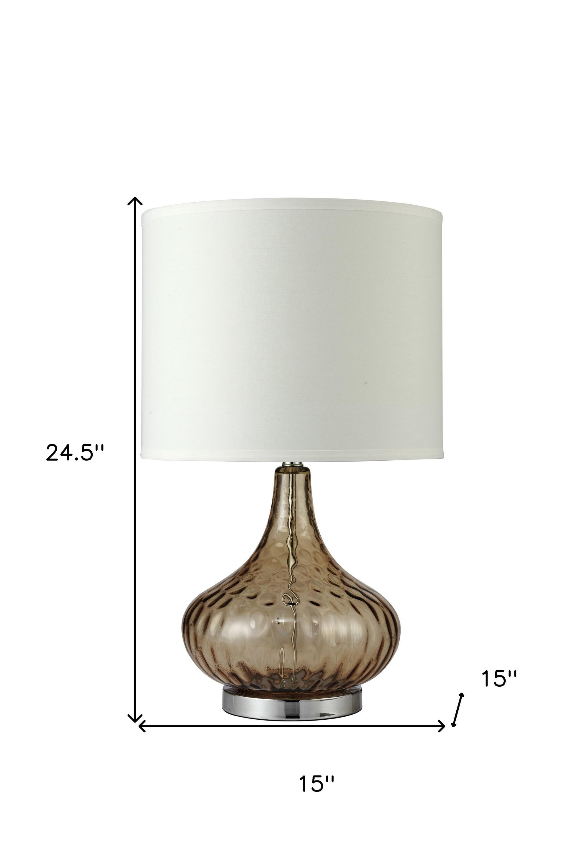 HomeRoots Textured Glass Table Lamp in Brown Finish