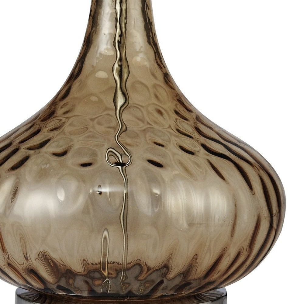 HomeRoots Textured Glass Table Lamp in Brown Finish
