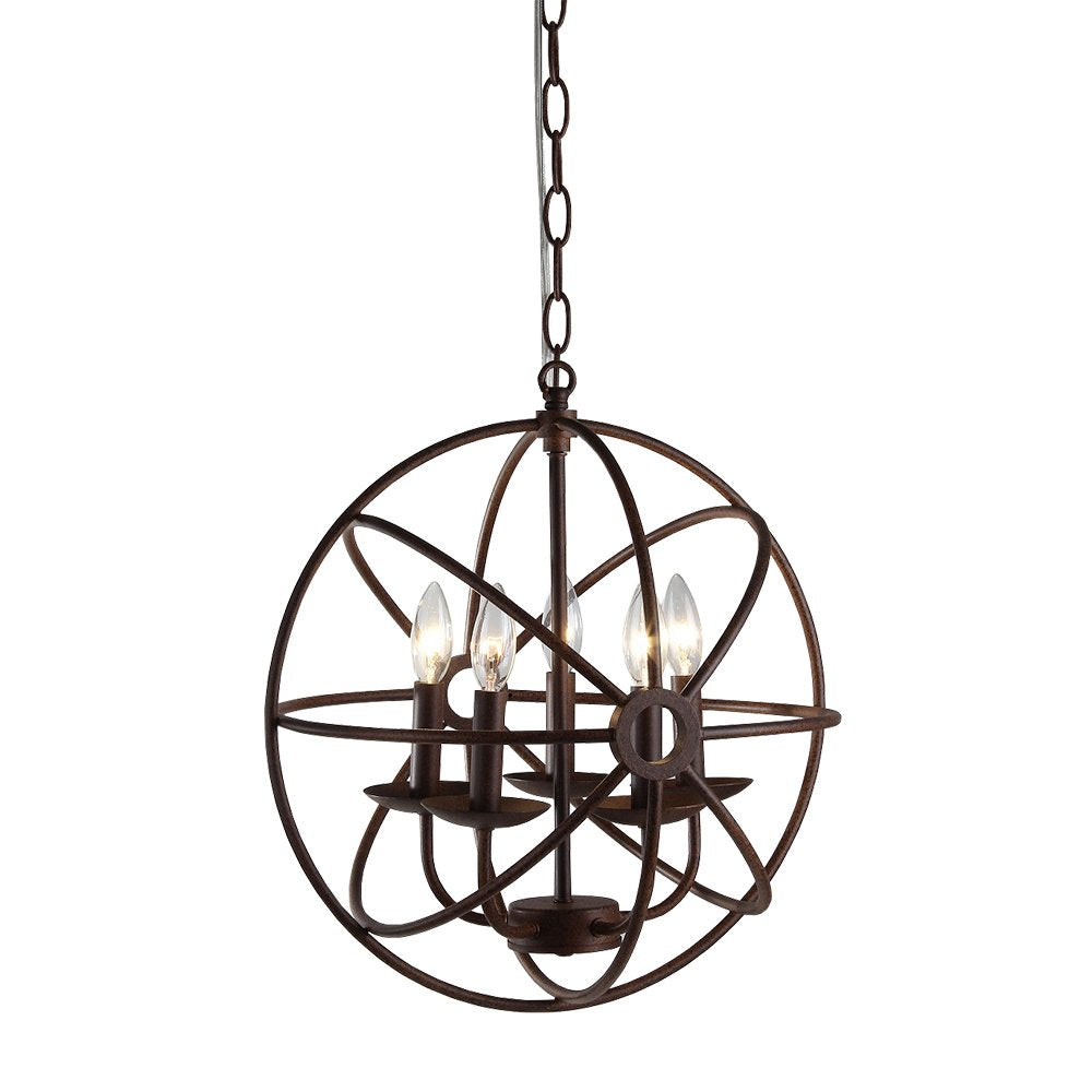HomeRoots Theo 17" 5-Light Chandelier In Rust Finish