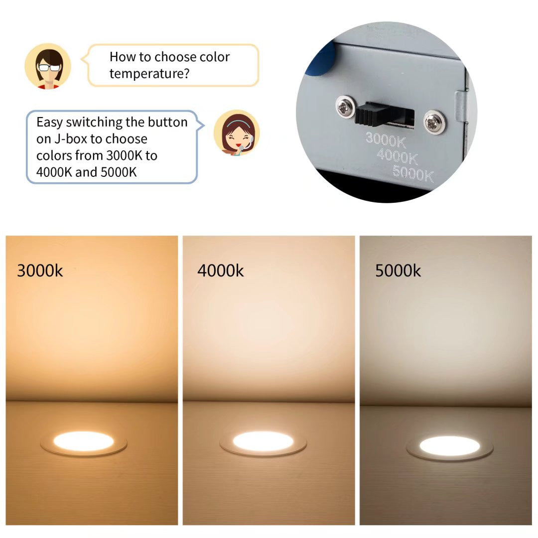 HomeRoots Thin Recedessed Lights With Junction Box in Set of Twelve