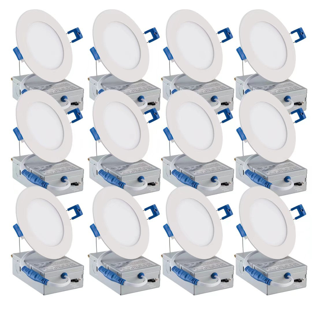 HomeRoots Thin Recedessed Lights With Junction Box in Set of Twelve