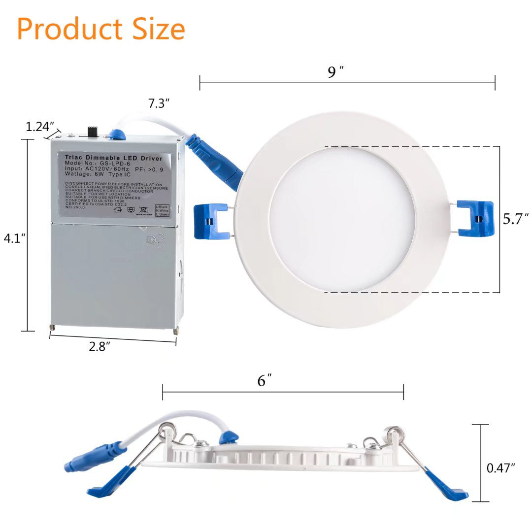 HomeRoots Thin Recedessed Lights With Junction Box in Set of Twelve