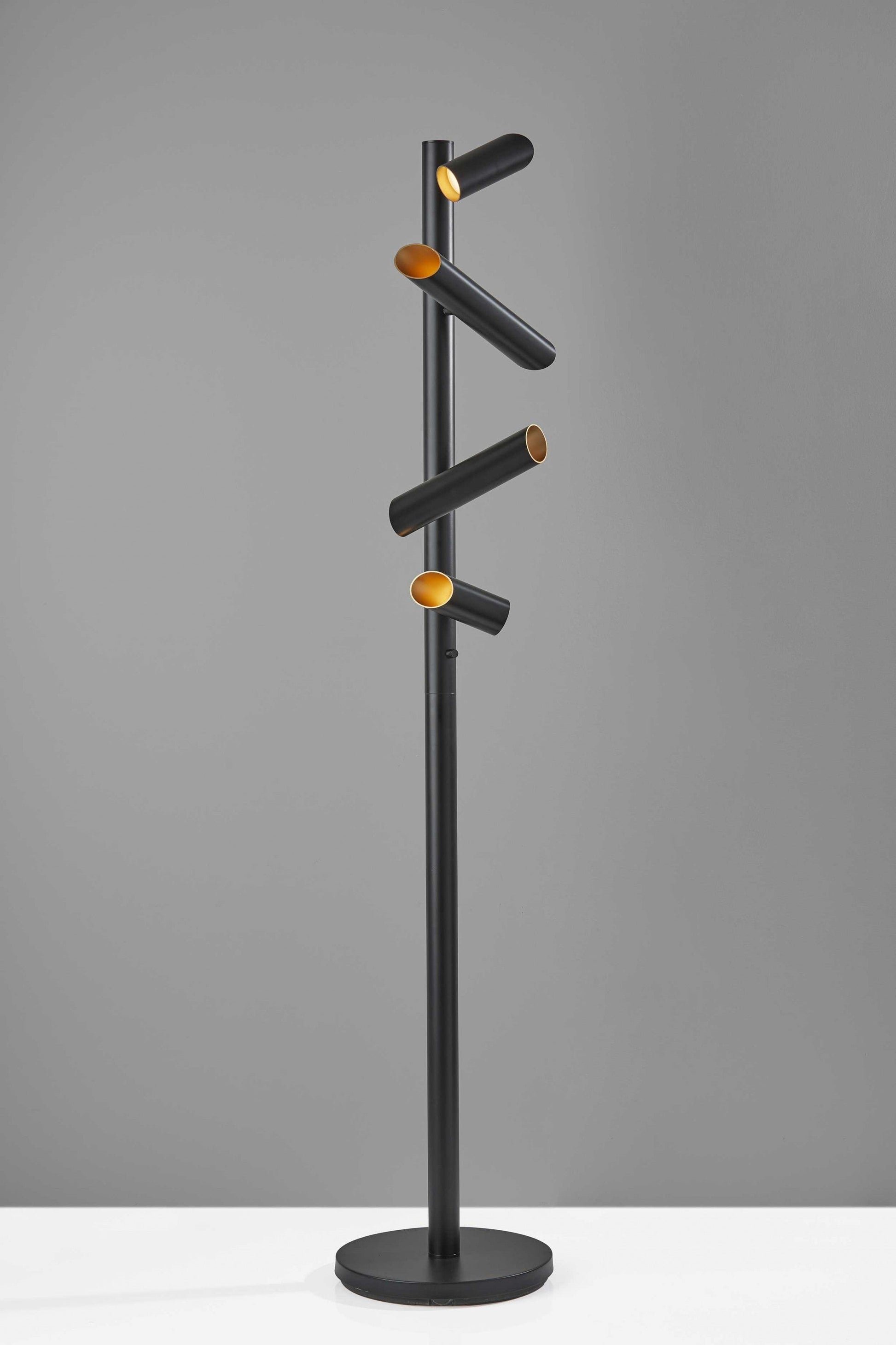 HomeRoots This Way That Way Metal LED Floor Lamp in Black Finish