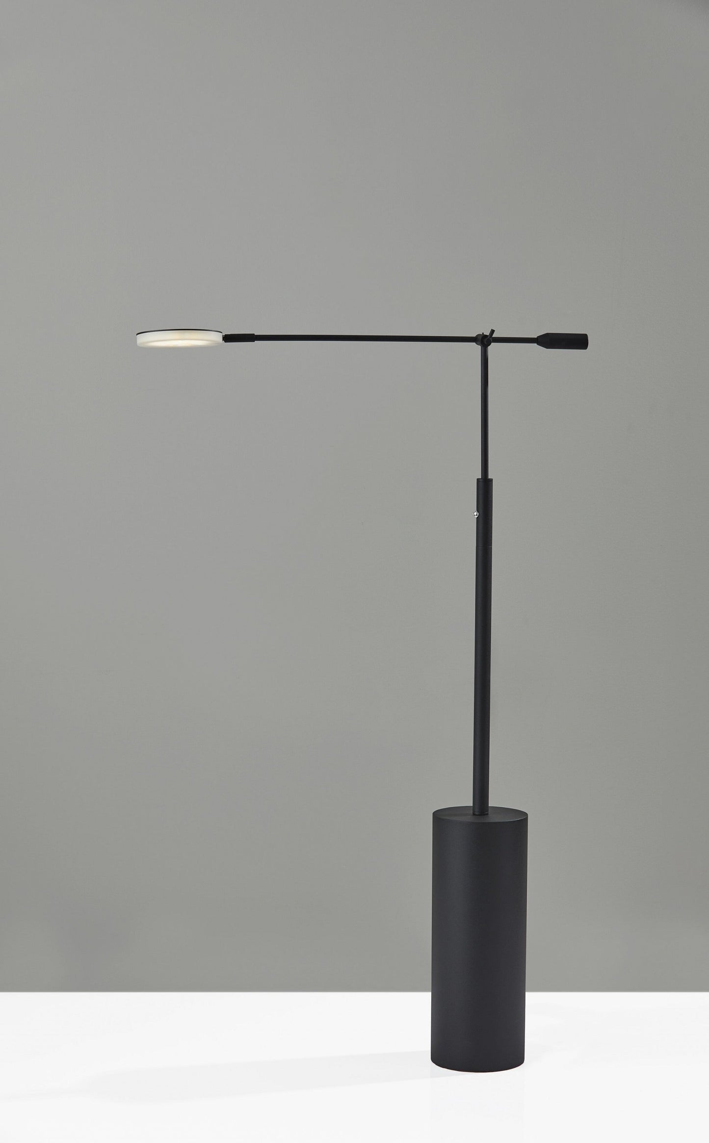 HomeRoots Three Color Adjustable Floor Lamp With Saucer LED in Black Metal Finish