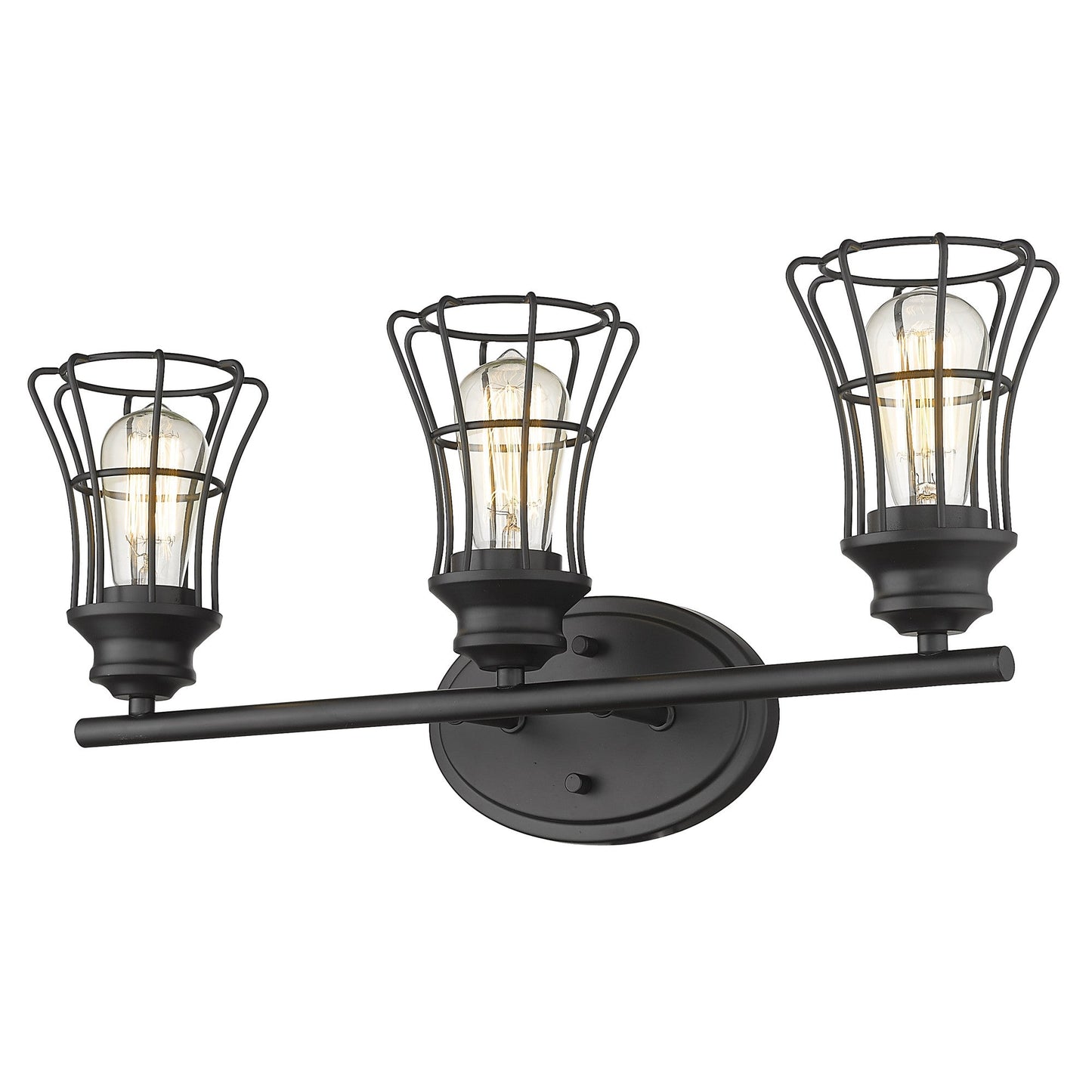 HomeRoots Three Light Cage Wall Sconce in Matte Black Finish