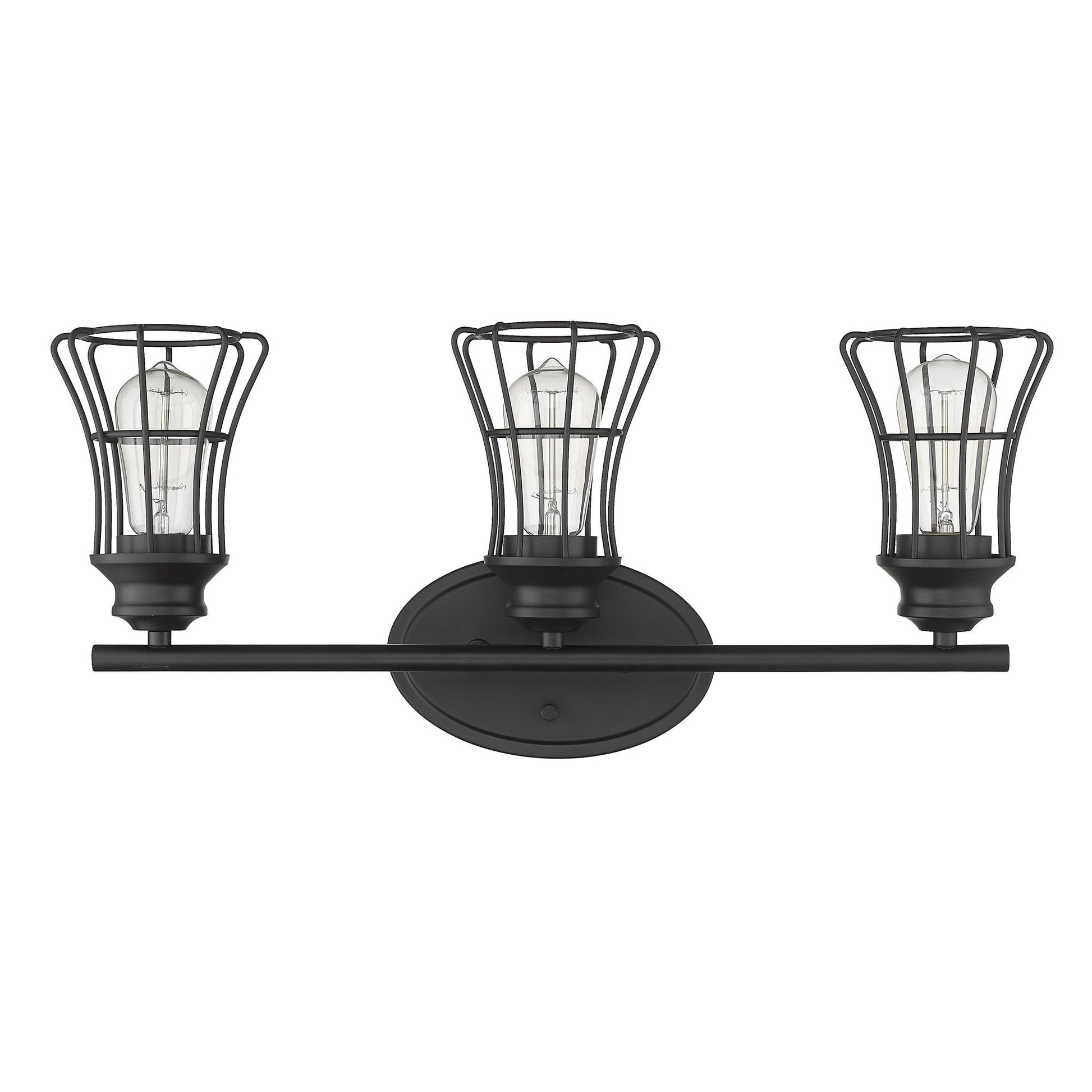 HomeRoots Three Light Cage Wall Sconce in Matte Black Finish