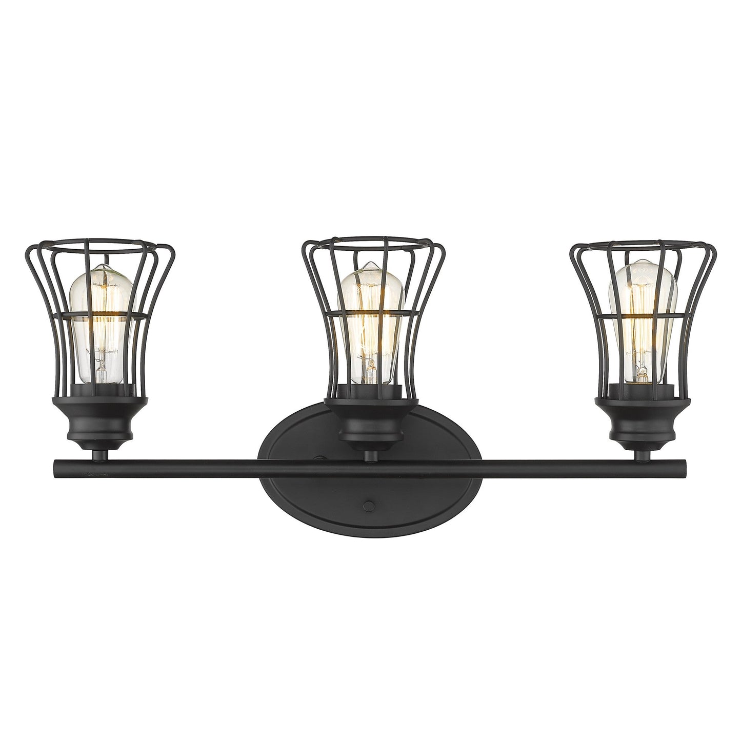 HomeRoots Three Light Cage Wall Sconce in Matte Black Finish