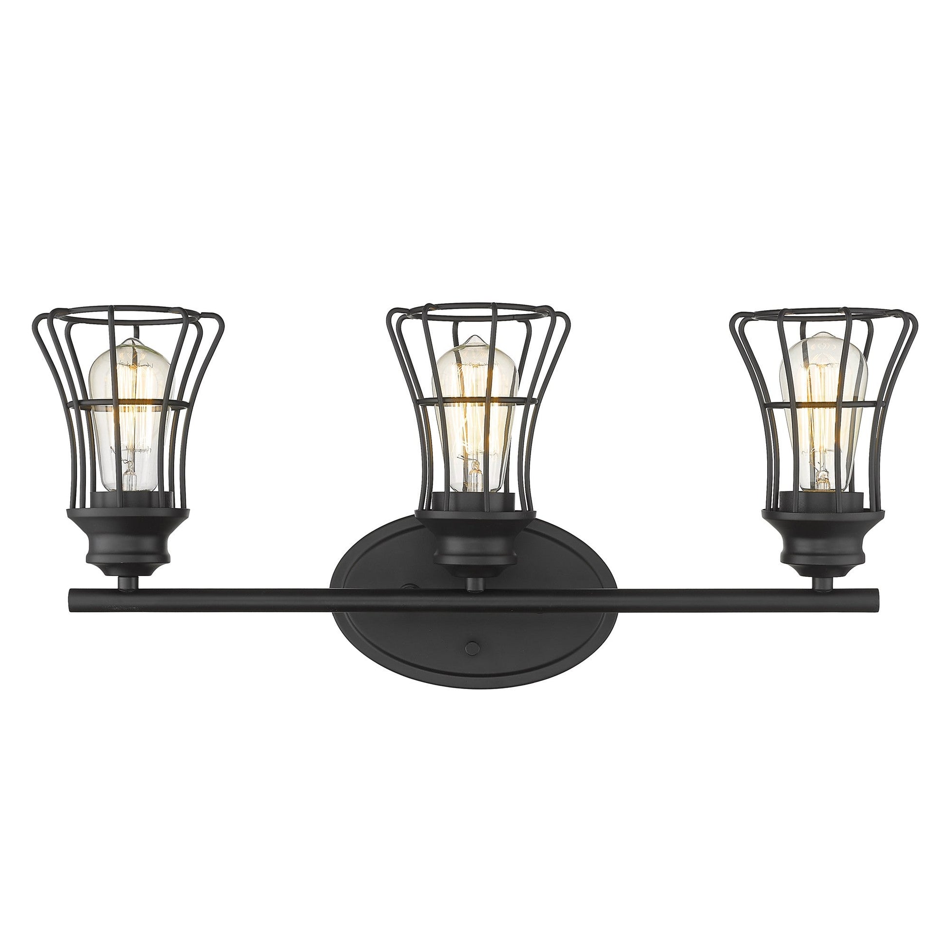 HomeRoots Three Light Cage Wall Sconce in Matte Black Finish
