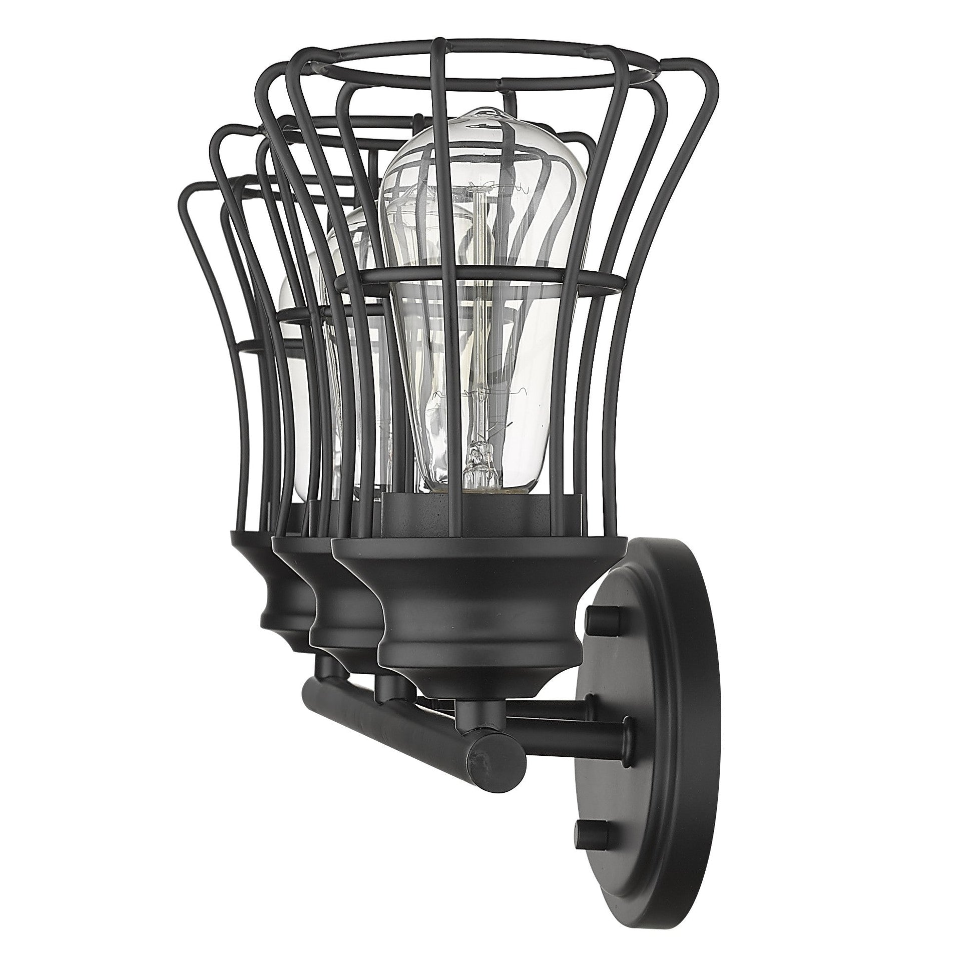 HomeRoots Three Light Cage Wall Sconce in Matte Black Finish